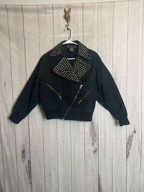 Vintage Black Studded Moto Jacket - Women